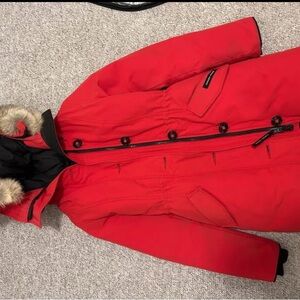 Canada Goose Red Parka with Fur Trim